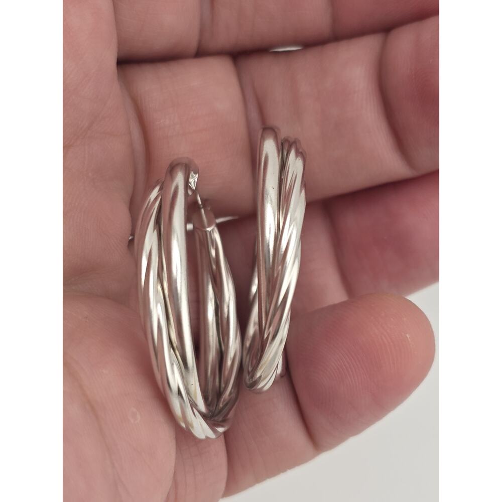 NEW HOP EARRINGS STERLING SILVER 925 RHODIUM PLATED - Picture 10 of 10